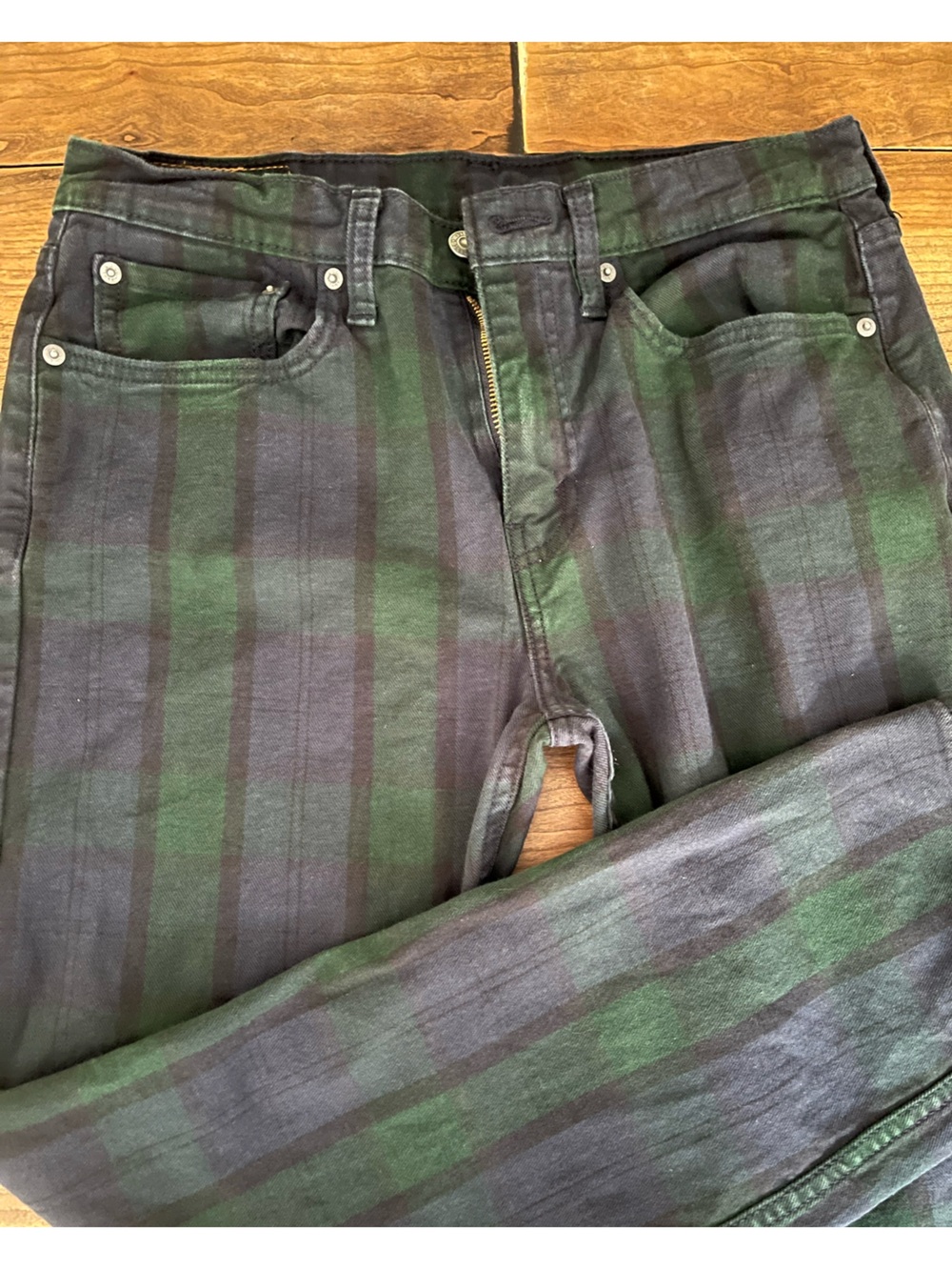 Levi's Green and Black Plaid Jeans